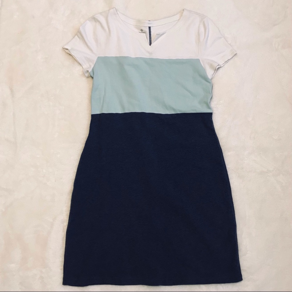 Talbots blue color block shift dress